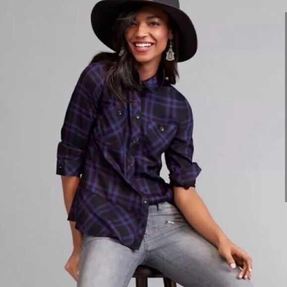 Cabi Moody Checkered Plaid Peplum Blouse Top - Picture 8 of 8